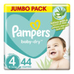 Pampers Baby Dry Diapers, Size 4, 9-14 Kgs, 44 packs, Up to 12 hours of dryness