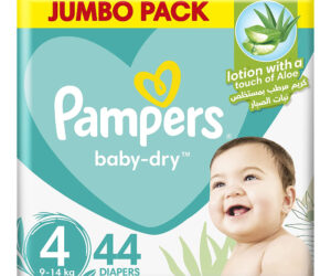 Pampers Baby Dry Diapers, Size 4, 9-14 Kgs, 44 packs, Up to 12 hours of dryness